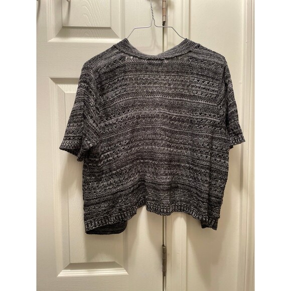 Basic Editions Cardigan Open Front Bolero Womens Large Black USA Made Loose Knit - Picture 2 of 4